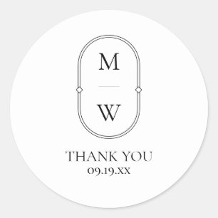 Adesivo Casamento Branco Negro Monograma Minimalista Obrig