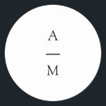 Adesivo Casamento branco preto-chic com tendências mínimas<br><div class="desc">Monograma Minimalista Típico Típico Típico Clássico de Casamento em Preto e Branco</div>