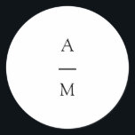 Adesivo Casamento branco preto-chic com tendências mínimas<br><div class="desc">Monograma Minimalista Típico Típico Típico Clássico de Casamento em Preto e Branco</div>
