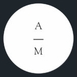 Adesivo Casamento branco preto-chic com tendências mínimas<br><div class="desc">Monograma Minimalista Típico Típico Típico Clássico de Casamento em Preto e Branco</div>