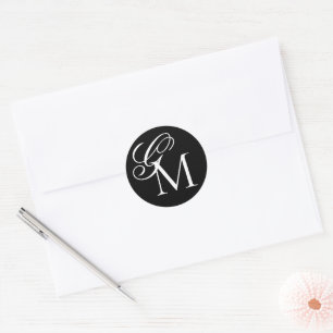 Adesivo Casamento Branco Preto de Monograma e Tipografia
