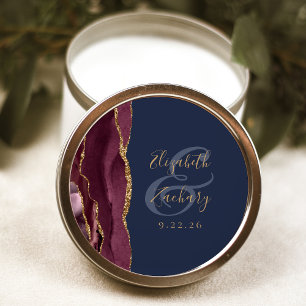 Adesivo Casamento Burgundy Ágata Azul Marinho Dourado Scri
