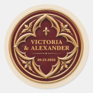 Adesivo Casamento Burgundy e Dourado Personalizado