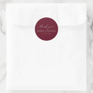 Adesivo Casamento Burgundy elegante e moderno Obrigado