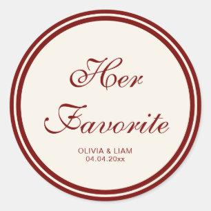 Adesivo Casamento Burgundy Marfim Elegante "Sua Favorita"