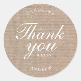 Adesivo Casamento Burlap Impresso Obrigado