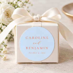 Adesivo Casamento Caligrafia Laranja Azul Minimalista Eleg