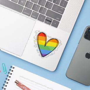 Adesivo Casamento Cardíaco LGBTQ do Orgulho Rainbow