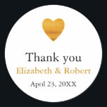 Adesivo Casamento Cardíaco Moderno com Folha de Ouro, Obri<br><div class="desc">Este é Vintage Modern Chic Dourado Heart Wedding Obrigado Sticker. Este obrigado de casamento da flor da safra e rústica que você cola é decorado com desenho de cor d'água de flores, folhas e bagas. Você pode personalizar o texto para qualquer ocasião especial. Favor de casamento da primavera, etiqueta de...</div>