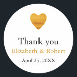 Adesivo Casamento Cardíaco Moderno com Folha de Ouro, Obri<br><div class="desc">Este é Vintage Modern Chic Dourado Heart Wedding Obrigado Sticker. Este obrigado de casamento da flor da safra e rústica que você cola é decorado com desenho de cor d'água de flores, folhas e bagas. Você pode personalizar o texto para qualquer ocasião especial. Favor de casamento da primavera, etiqueta de...</div>