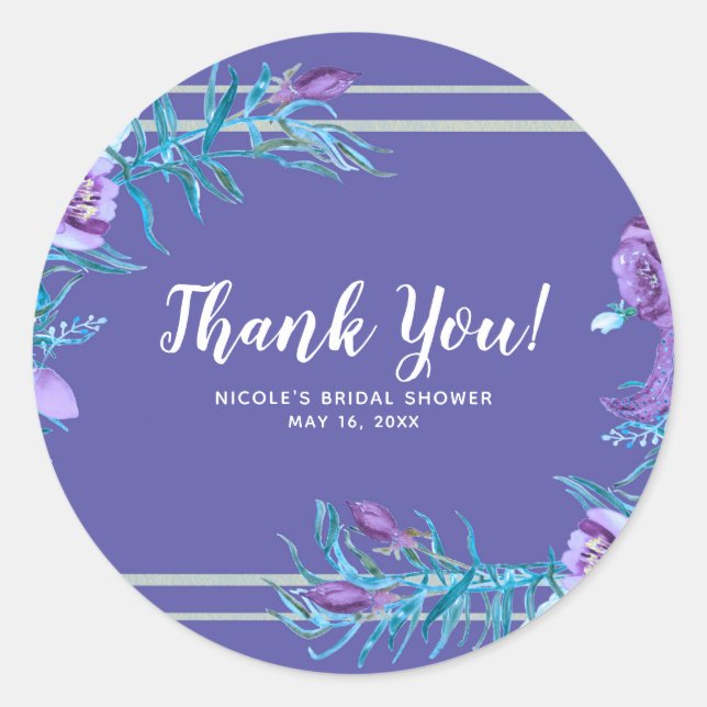 Adesivo Casamento Chic Floral de Puro e Aqua Ultra Violet (Frente)