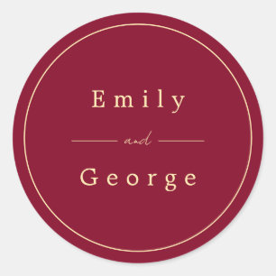 Adesivo Casamento Chic Moderno Dourado Clássico Burgundy