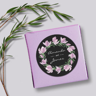 Adesivo Casamento Chic Purple Magnolia Floral Watercolor