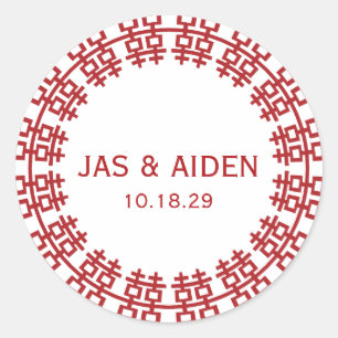Adesivo Casamento chinês da felicidade dobro minimalista