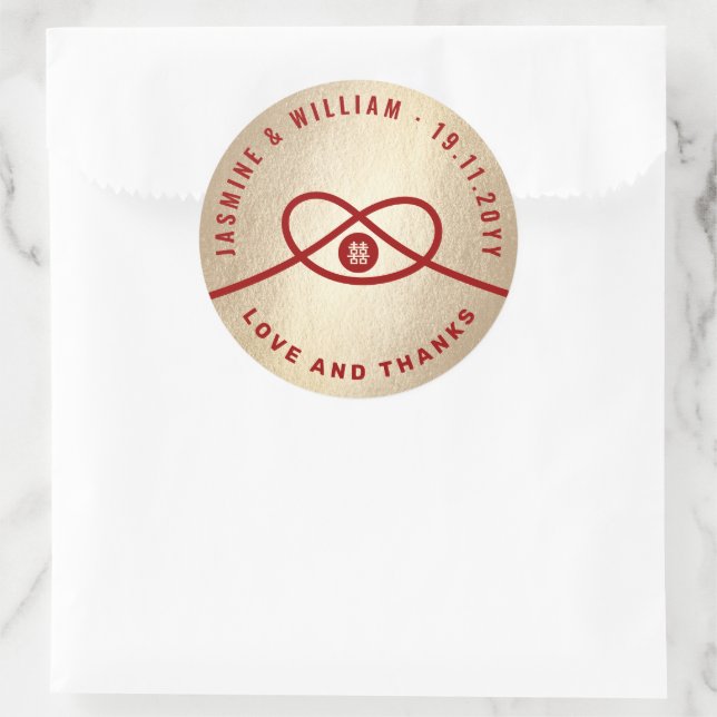 Adesivo Casamento Chinês de Dupla Felicidade do Red Knot U (Bolsa)