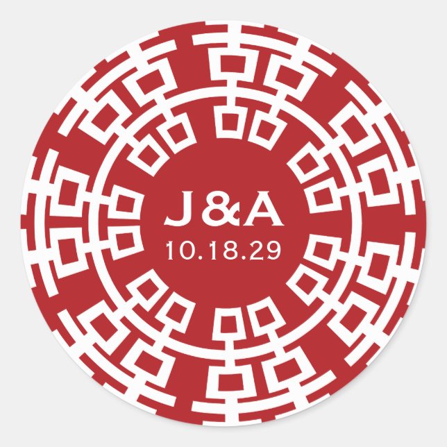 Adesivo Casamento Chinês de Felicidade Dupla Minimalista S (Frente)