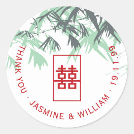 Adesivo Casamento Chinês de Shuang Xi com o Bamboo Verde