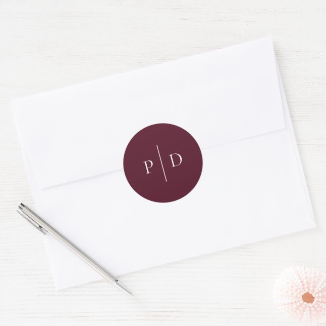 Adesivo Casamento Clássico Burgundy Profundo e Elegante (Envelope)