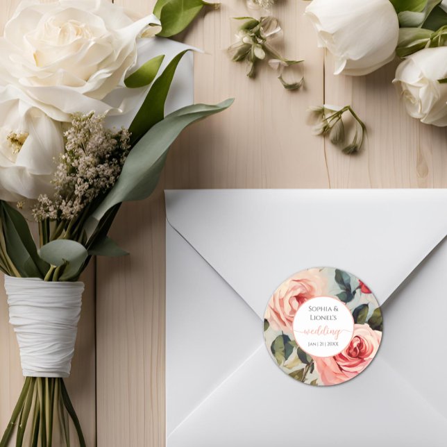 Adesivo Casamento Clássico De Flores Vermelhas E Rosa (Criador carregado)