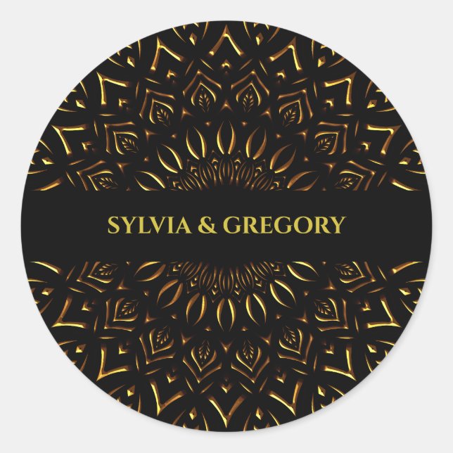 Adesivo Casamento clássico de luxo elegante com mandala tr (Frente)