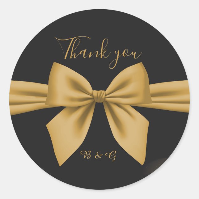 Adesivo casamento clássico do ouro preto de filigre elegan (Frente)