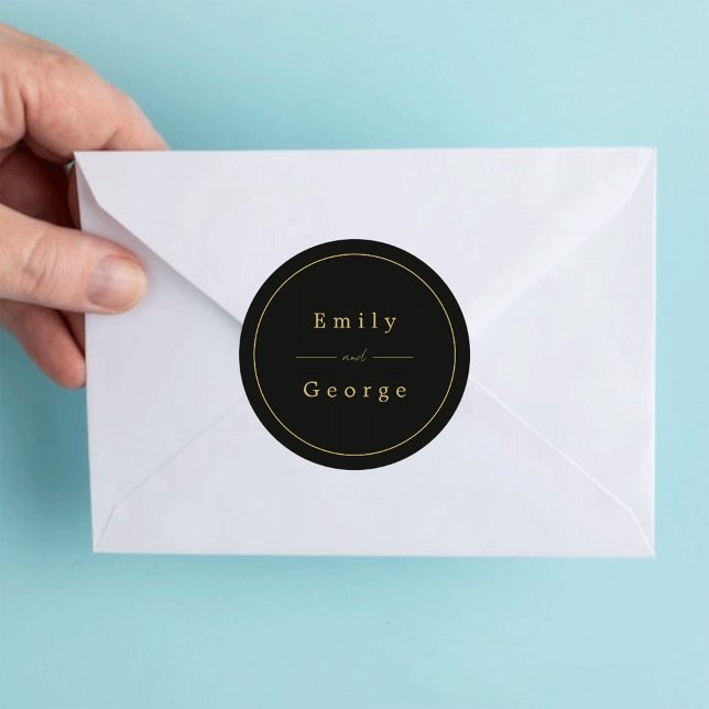 Adesivo Casamento Clássico Dourado e Negro Elegante (Criador carregado)