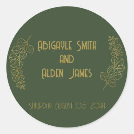 Adesivo Casamento Clássico Elegante de Moss Verde