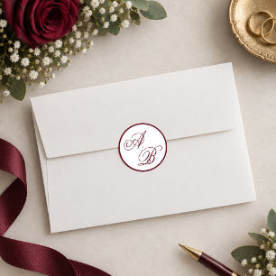 Adesivo Casamento Clássico em Script com Monograma em Burg