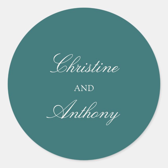 Adesivo Casamento Clássico em Verde Teal de Dinheiro Antig (Frente)