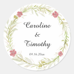 Adesivo Casamento Clássico Simples de Leafy Floral Wreath