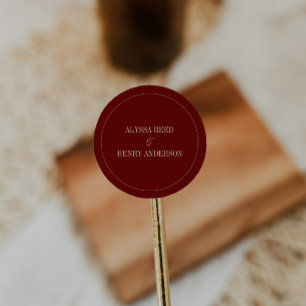 Adesivo Casamento Clássico Vinho Tinto Noiva e Noivo Nomes
