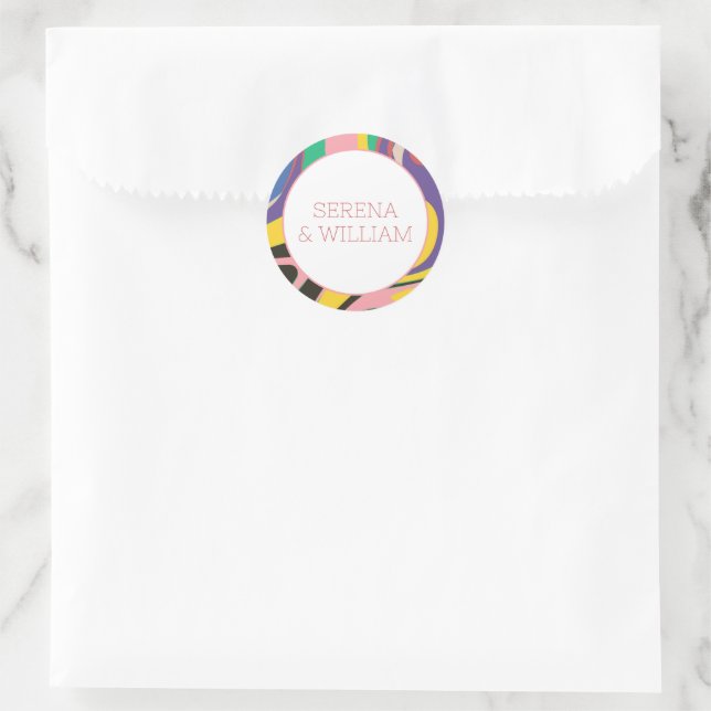 Adesivo Casamento Colorido Abstrato Artsy Rainbow (Bolsa)