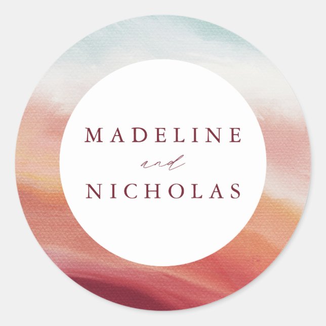 Adesivo Casamento Colorido Abstrato Watercolor (Frente)