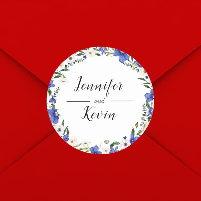 Adesivo Casamento Colorido Rústico Elegante de Flores Silv (Elegant rustic wildflower sticker adds colorful floral charm to wedding stationery.)