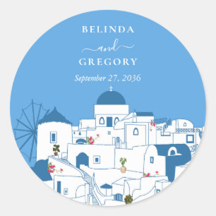 Adesivo Casamento com a ilha grega de destino Santorini