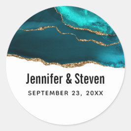 Adesivo Casamento com Abstrato de Alteal e Agate Dourado M