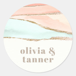 Adesivo Casamento com Abstrato de Aquarela Artística Cost