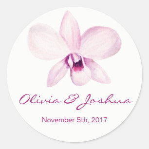 Adesivo Casamento com Aquarela de Orquídea Roxo Tropical