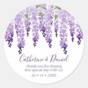 Adesivo Casamento com Aquarela de Wisteria Obrigado