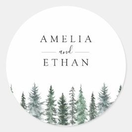 Adesivo Casamento com Aquarela Florestal de Inverno