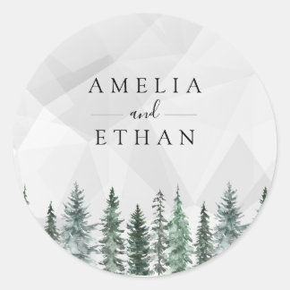Adesivo Casamento com Aquarela Florestal de Inverno