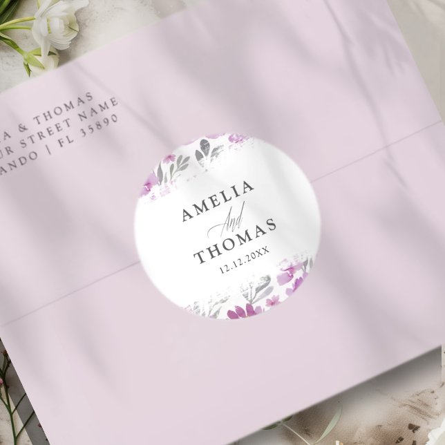 Adesivo Casamento com Aquarela Rosa Moderna (Criador carregado)