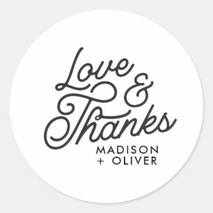 Adesivo Casamento com Bold Script de Obrigados e Amor Retr