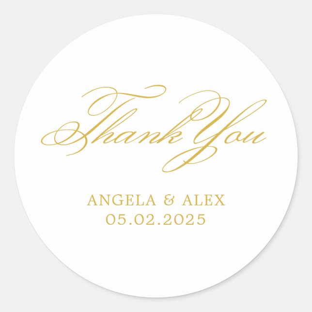 Adesivo Casamento com Caligrafia Clássica Elegante Obrigad (Frente)