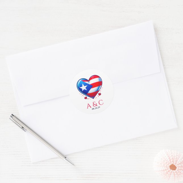 Adesivo Casamento com Casal Porto Rico (Envelope)