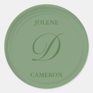 Adesivo Casamento com cera Eucalipto Verde Monograma Faux