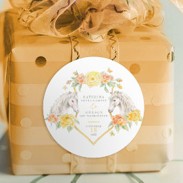 Adesivo Casamento com cinzas e rosas amarelas monograma