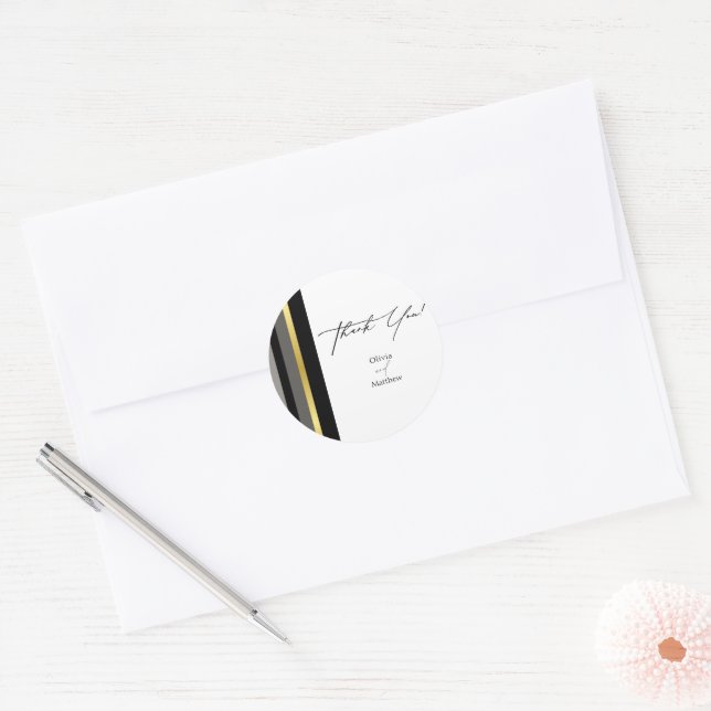 Adesivo Casamento com Cinzas Negras Douradas e Elegantes (Envelope)