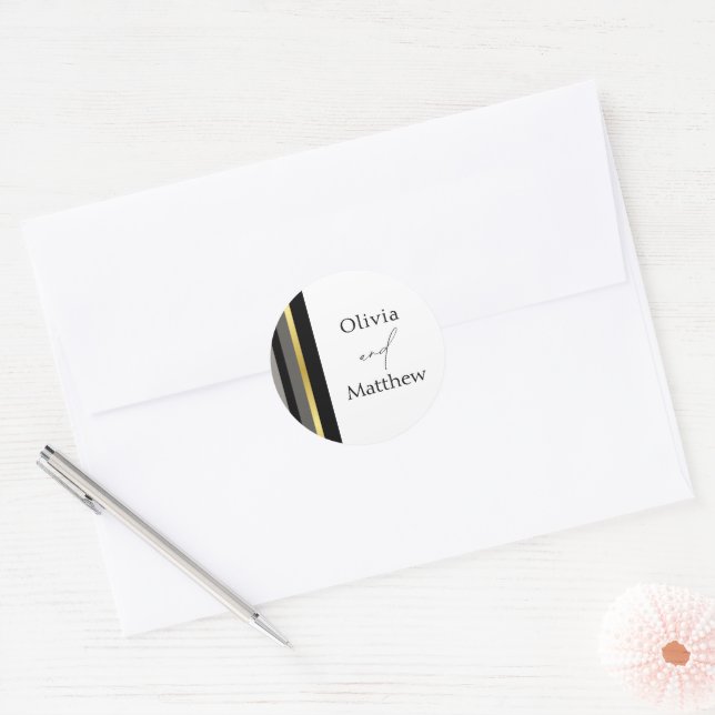 Adesivo Casamento com Cinzas Negras Douradas e Elegantes (Envelope)
