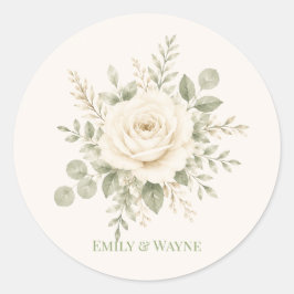 Adesivo Casamento com Creme e Verde Salvia Folhagem